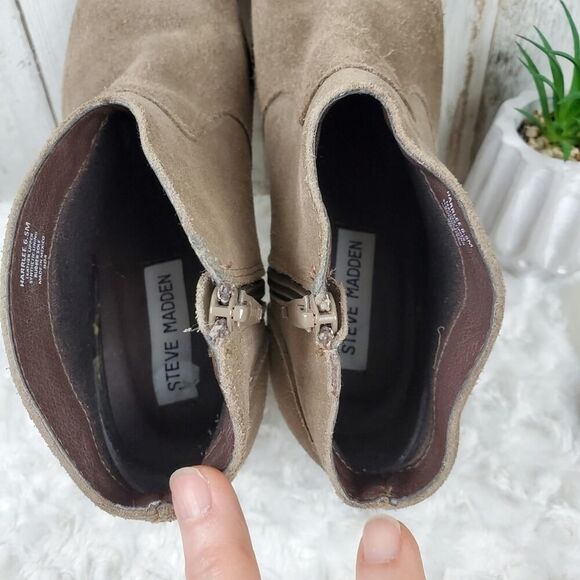 Steve Madden Harrlee Suede Booties Tan Size 6.5 - Picture 9 of 11